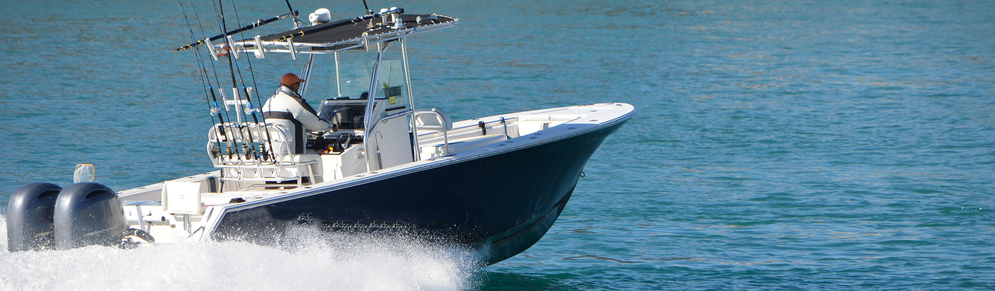 Sport Fishing Boat Powered By Two Outboard Engines